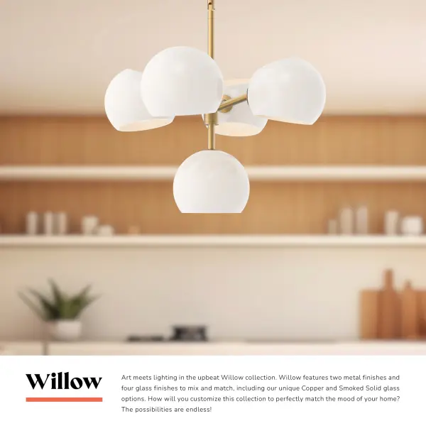 Willow 18-Inch Chandelier in Brushed Gold with Copper Glass - Image 13