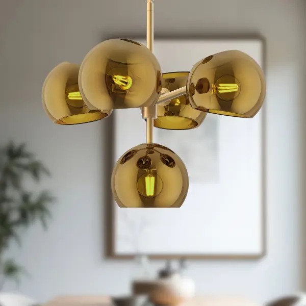 Willow 18-Inch Chandelier in Brushed Gold with Copper Glass - Image 3