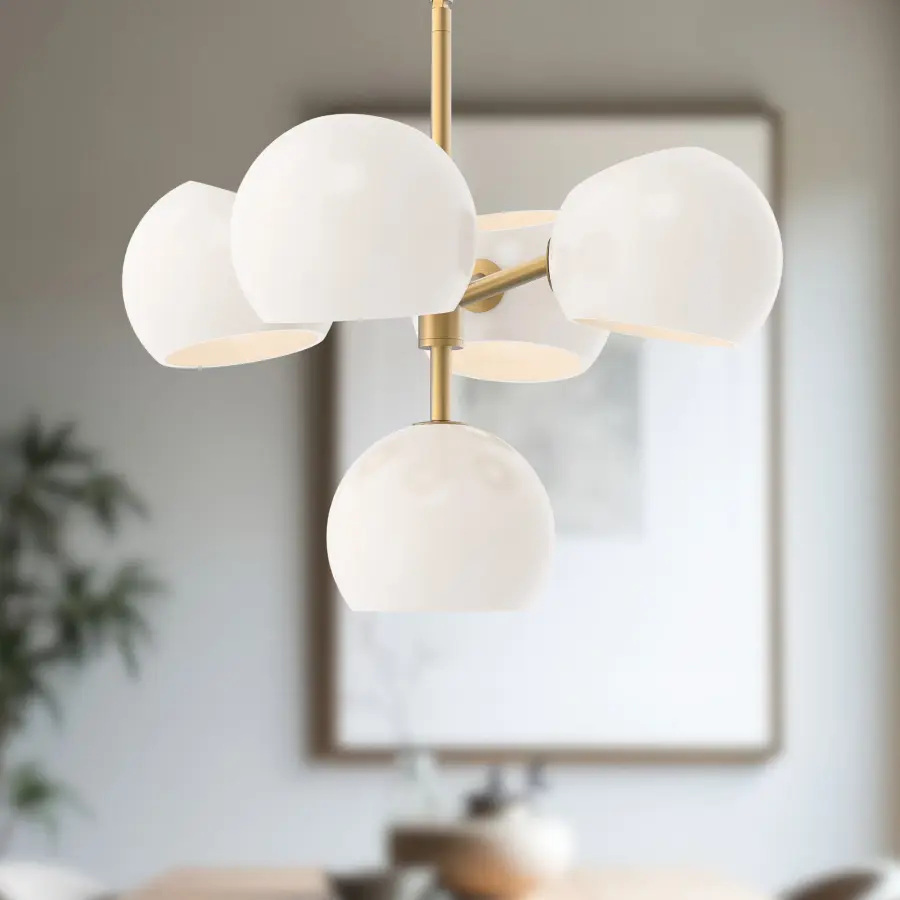 Willow 18-Inch Chandelier in Brushed Gold with Copper Glass - Image 4