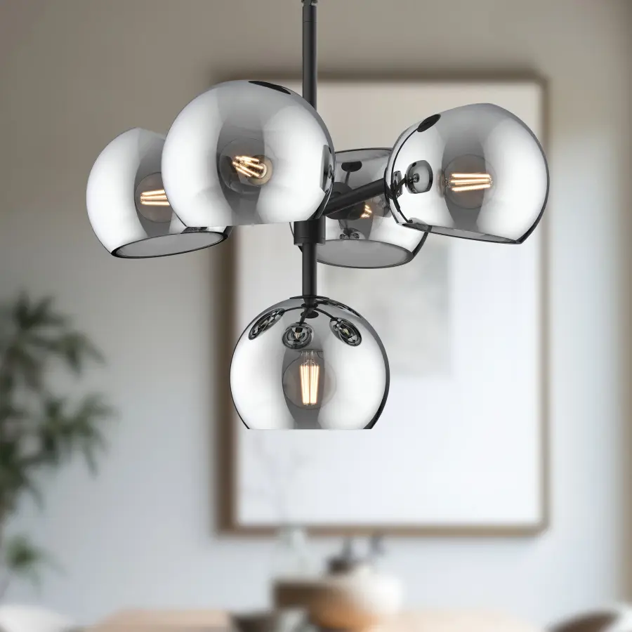 Willow 18-Inch Chandelier in Brushed Gold with Copper Glass - Image 7