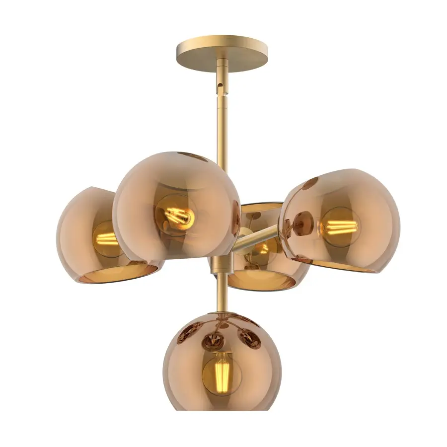 Willow 18-Inch Chandelier in Brushed Gold with Copper Glass - Image 9