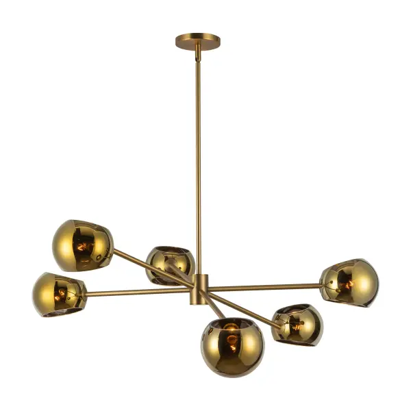 Willow 37-Inch Chandelier in Brushed Gold with Copper Glass - Image 11
