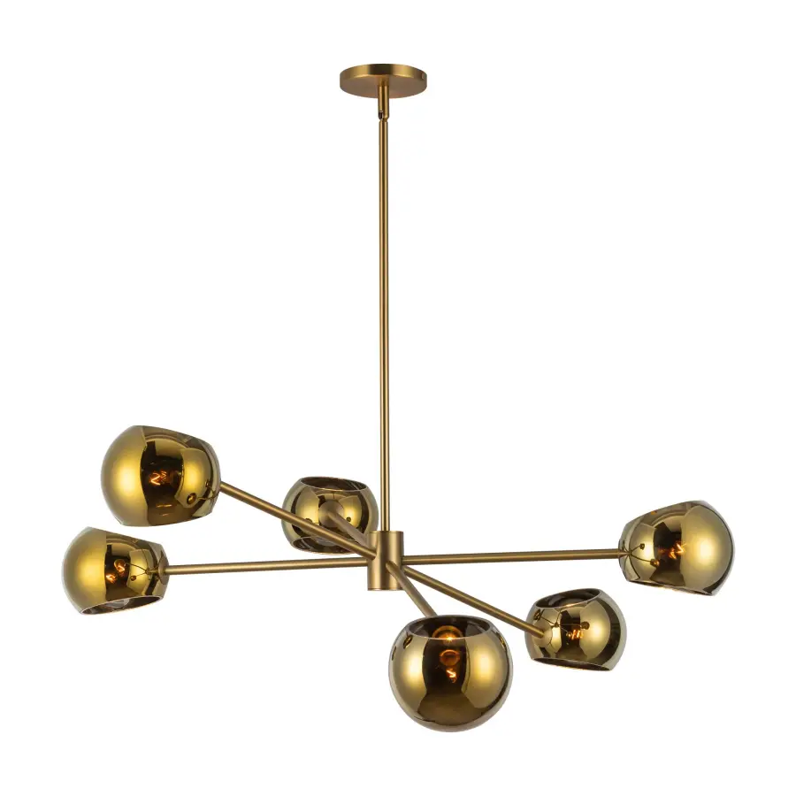 Willow 37-Inch Chandelier in Brushed Gold with Copper Glass - Image 11