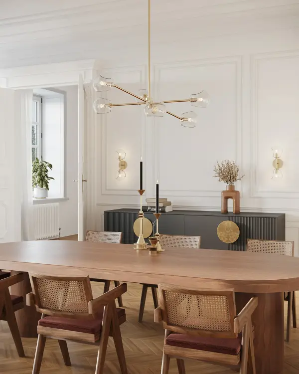 Willow 37-Inch Chandelier in Brushed Gold with Copper Glass - Image 3