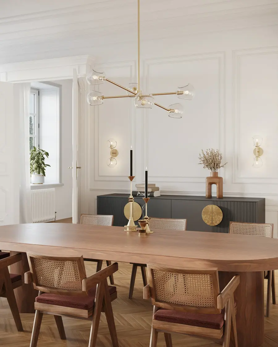Willow 37-Inch Chandelier in Brushed Gold with Copper Glass - Image 3