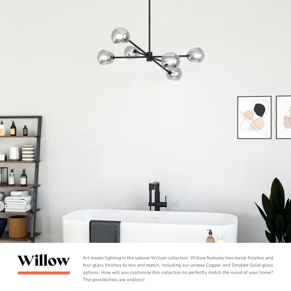Willow 37-Inch Chandelier in Brushed Gold with Copper Glass - Image 24