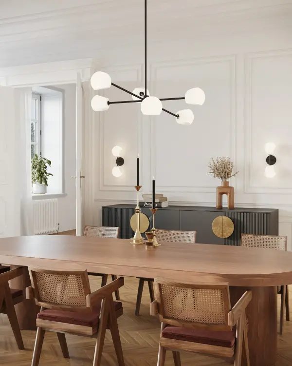 Willow 37-Inch Chandelier in Brushed Gold with Copper Glass - Image 4