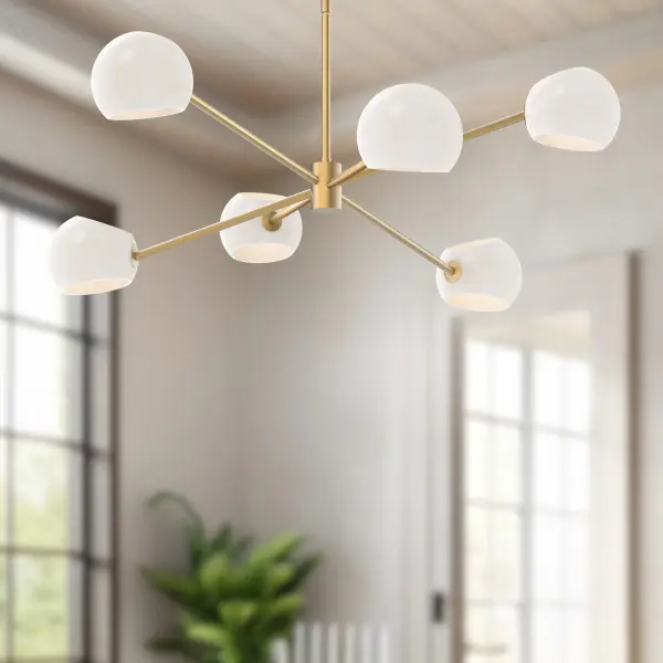 Willow 37-Inch Chandelier in Brushed Gold with Copper Glass - Image 7