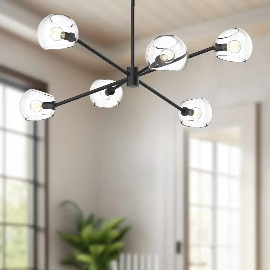 Willow 37-Inch Chandelier in Brushed Gold with Copper Glass - Image 8