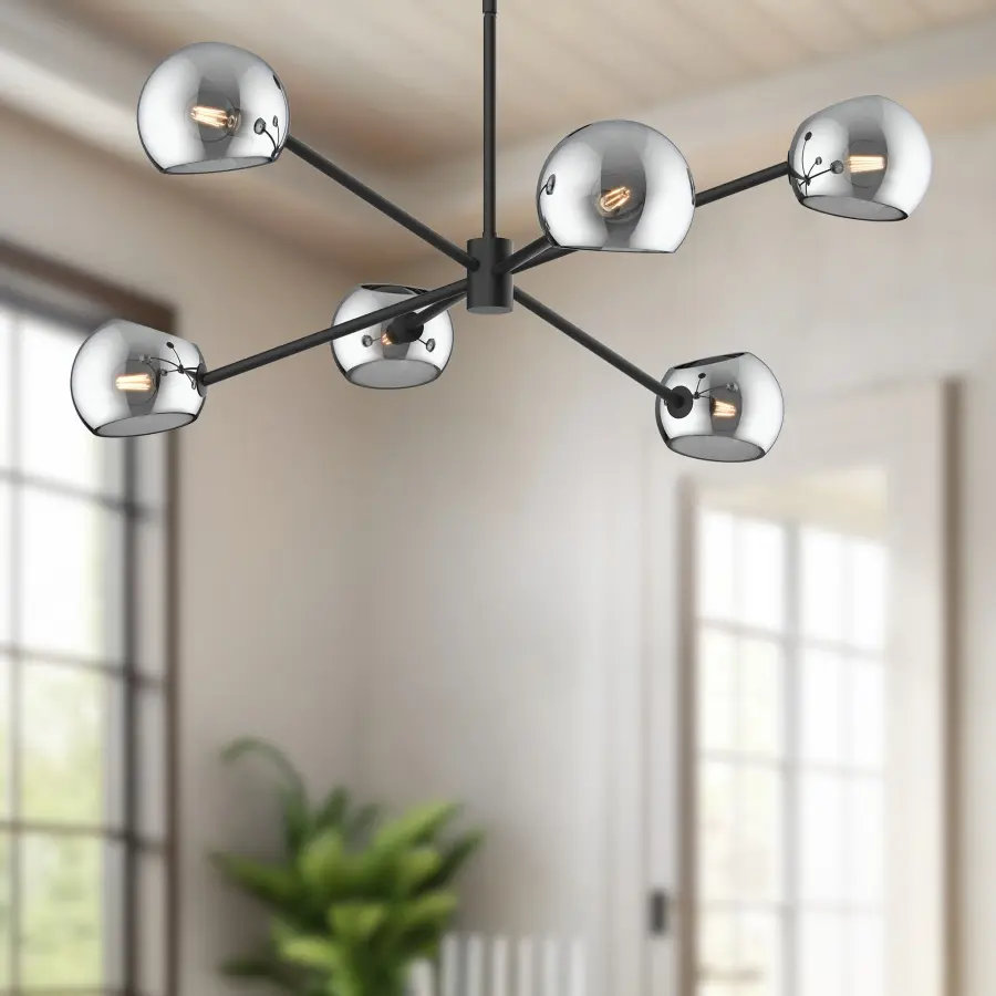 Willow 37-Inch Chandelier in Brushed Gold with Copper Glass - Image 10
