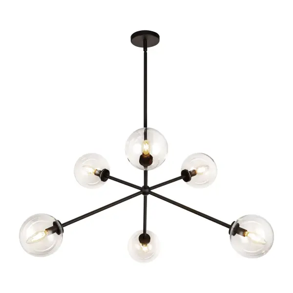 Cassia 40-Inch Chandelier in Matte Black with Clear Glass - Image 11