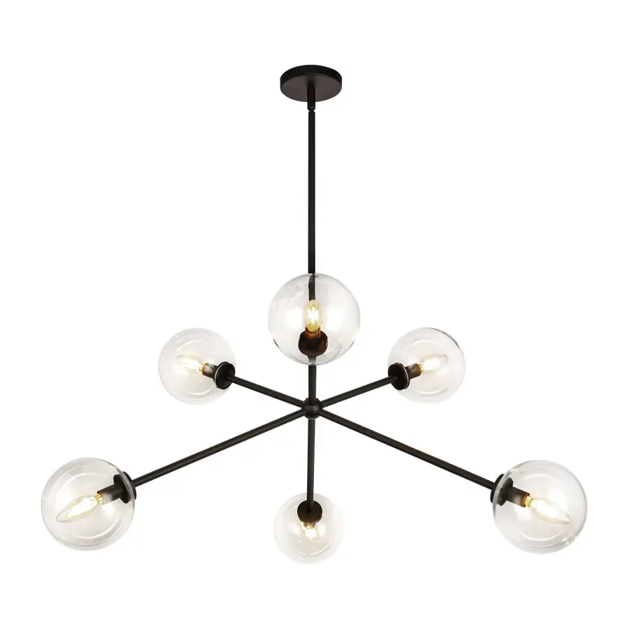 Cassia 40-Inch Chandelier in Matte Black with Clear Glass - Image 11