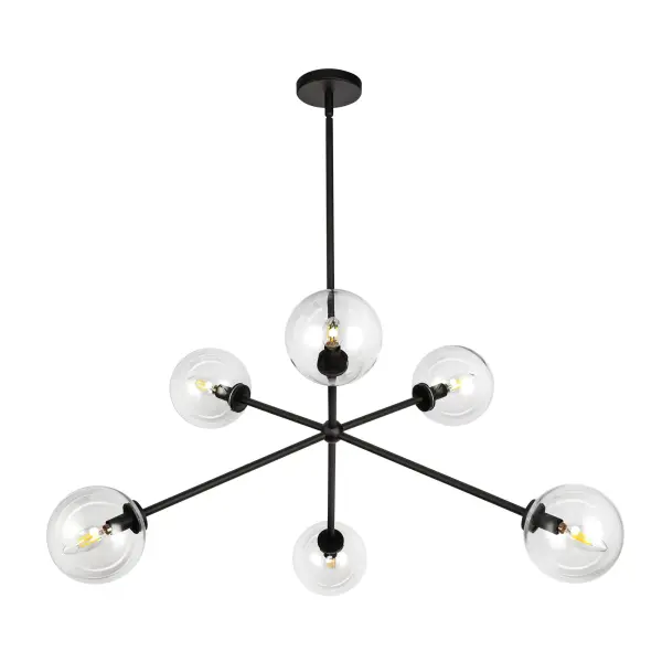 Cassia 40-Inch Chandelier in Matte Black with Clear Glass - Image 12