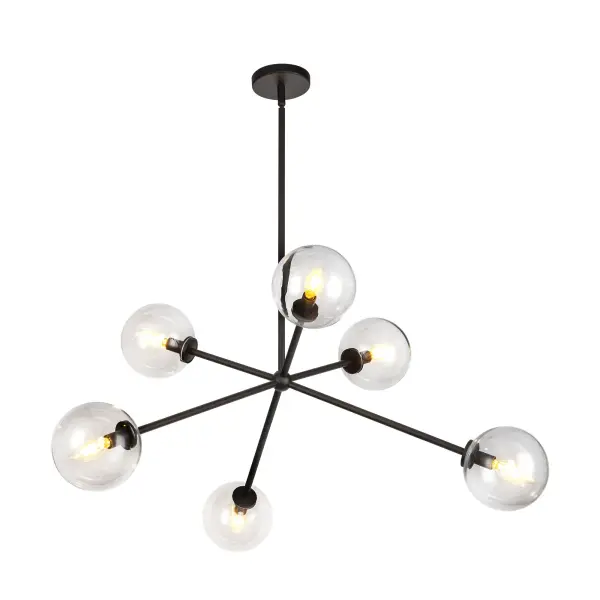 Cassia 40-Inch Chandelier in Matte Black with Clear Glass - Image 13