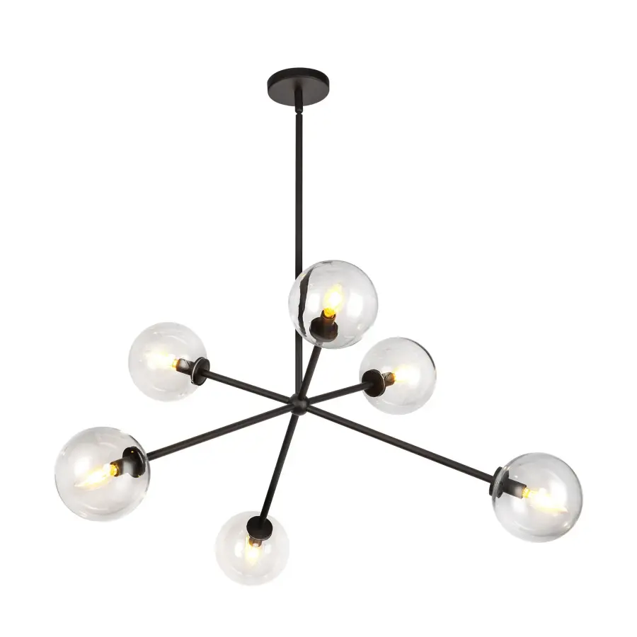 Cassia 40-Inch Chandelier in Matte Black with Clear Glass - Image 13