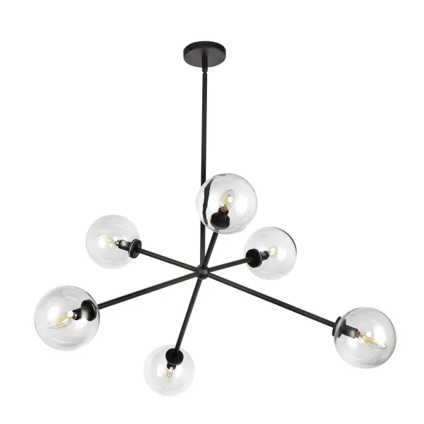 Cassia 40-Inch Chandelier in Matte Black with Clear Glass - Image 14