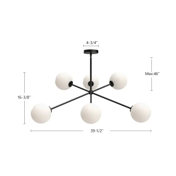 Cassia 40-Inch Chandelier in Matte Black with Clear Glass - Image 23