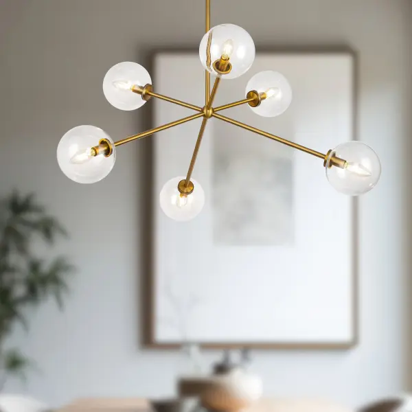 Cassia 40-Inch Chandelier in Matte Black with Clear Glass - Image 4