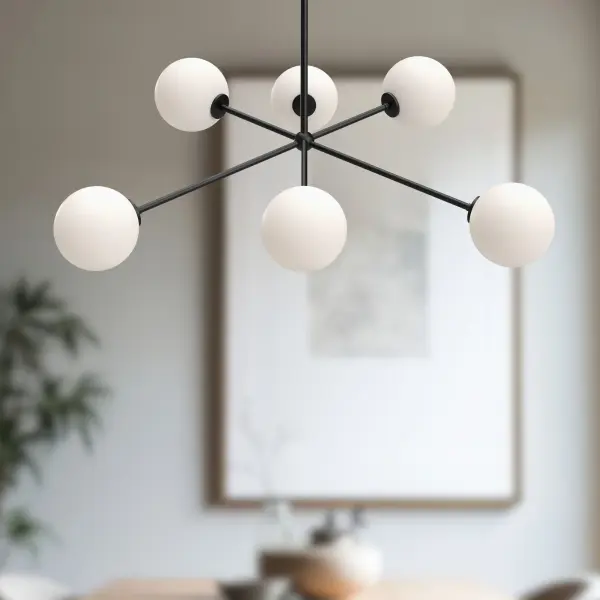 Cassia 40-Inch Chandelier in Matte Black with Clear Glass - Image 7