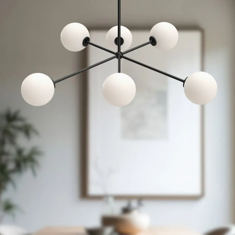Cassia 40-Inch Chandelier in Matte Black with Clear Glass - Image 7