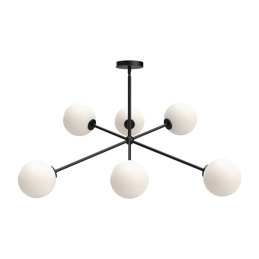 Cassia 40-Inch Chandelier in Matte Black with Clear Glass - Image 9