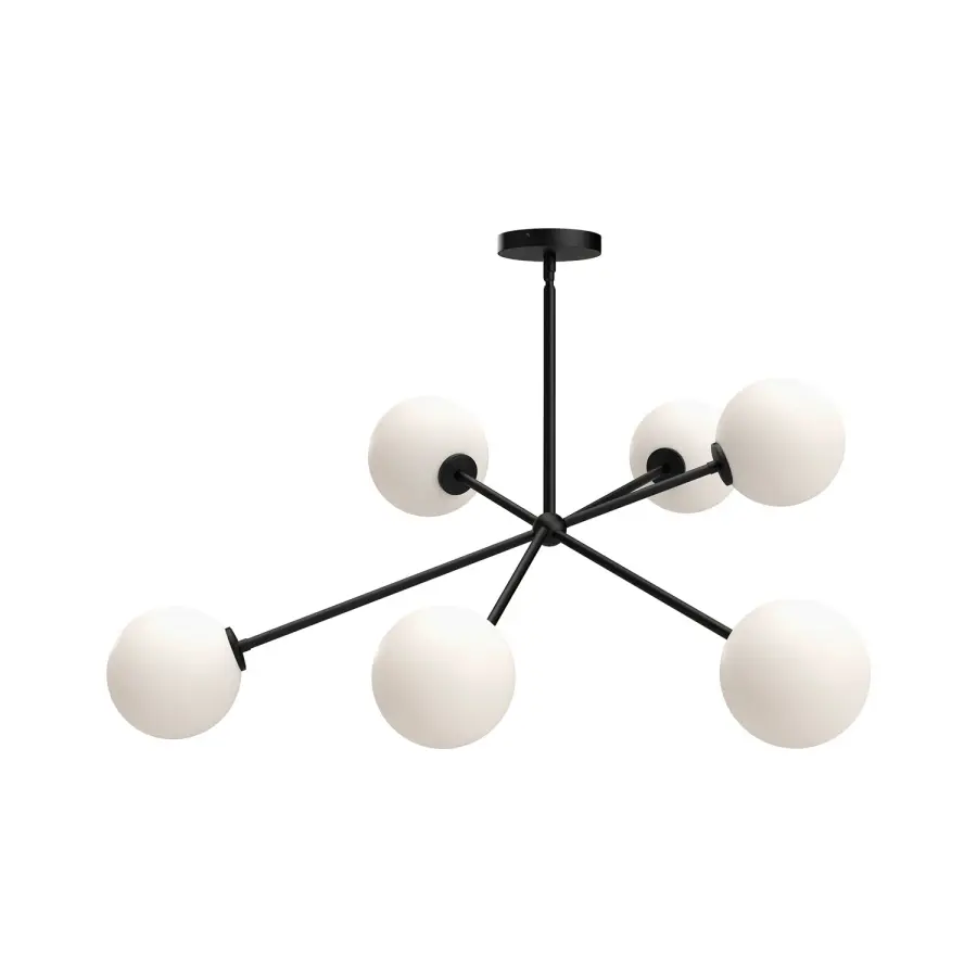 Cassia 40-Inch Chandelier in Matte Black with Clear Glass - Image 10
