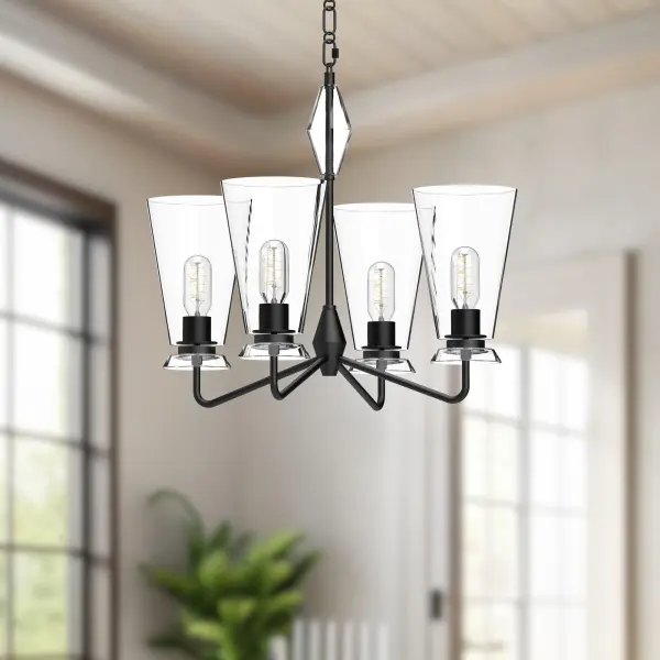 Salem 23-Inch Crystal Chandelier in Matte Black - Image 4