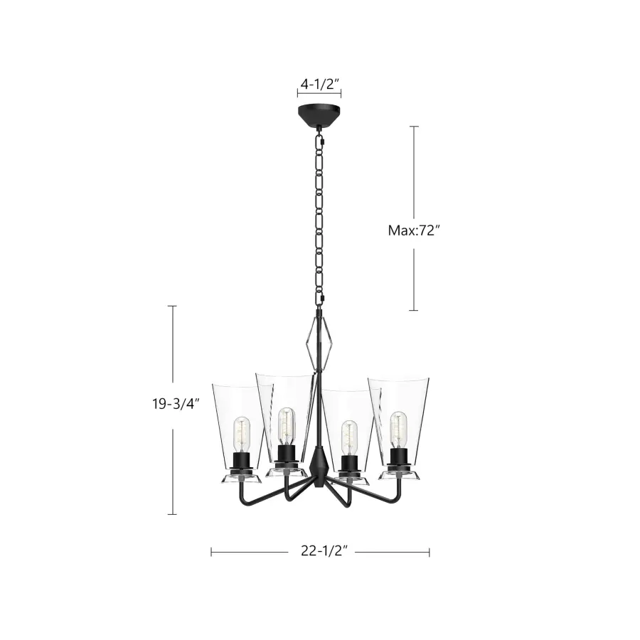 Salem 23-Inch Crystal Chandelier in Matte Black - Image 8