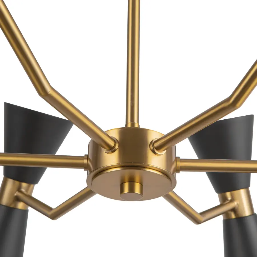 Blake 32-Inch Chandelier in Matte Black with Aged Gold - Image 11