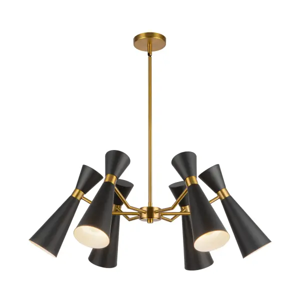Blake 32-Inch Chandelier in Matte Black with Aged Gold - Image 7