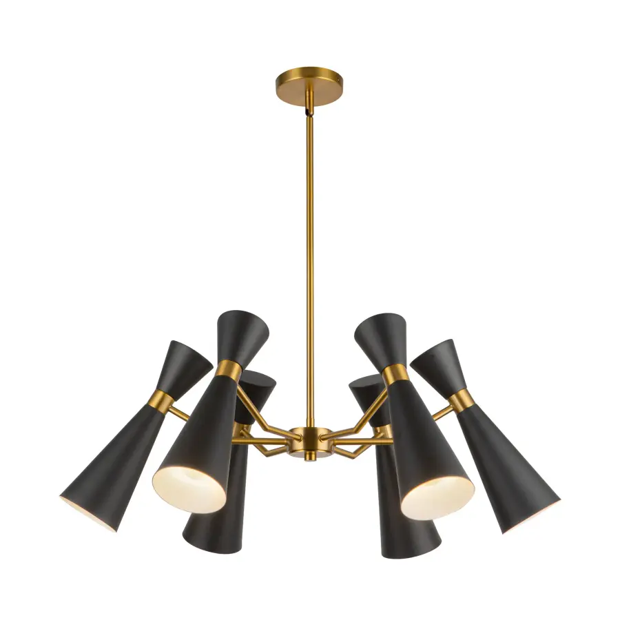 Blake 32-Inch Chandelier in Matte Black with Aged Gold - Image 7