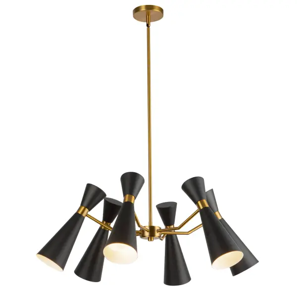 Blake 32-Inch Chandelier in Matte Black with Aged Gold - Image 8