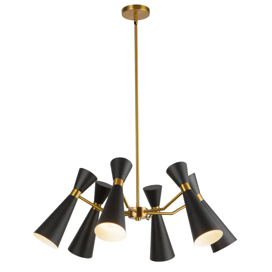 Blake 32-Inch Chandelier in Matte Black with Aged Gold - Image 8