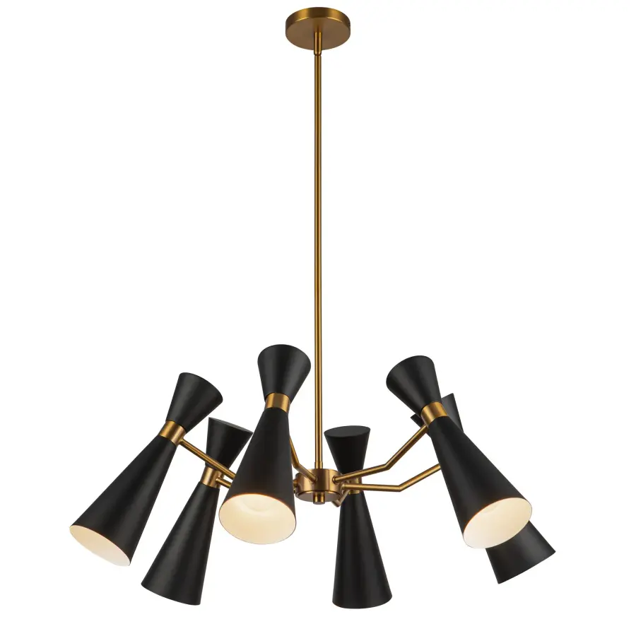 Blake 32-Inch Chandelier in Matte Black with Aged Gold - Image 9