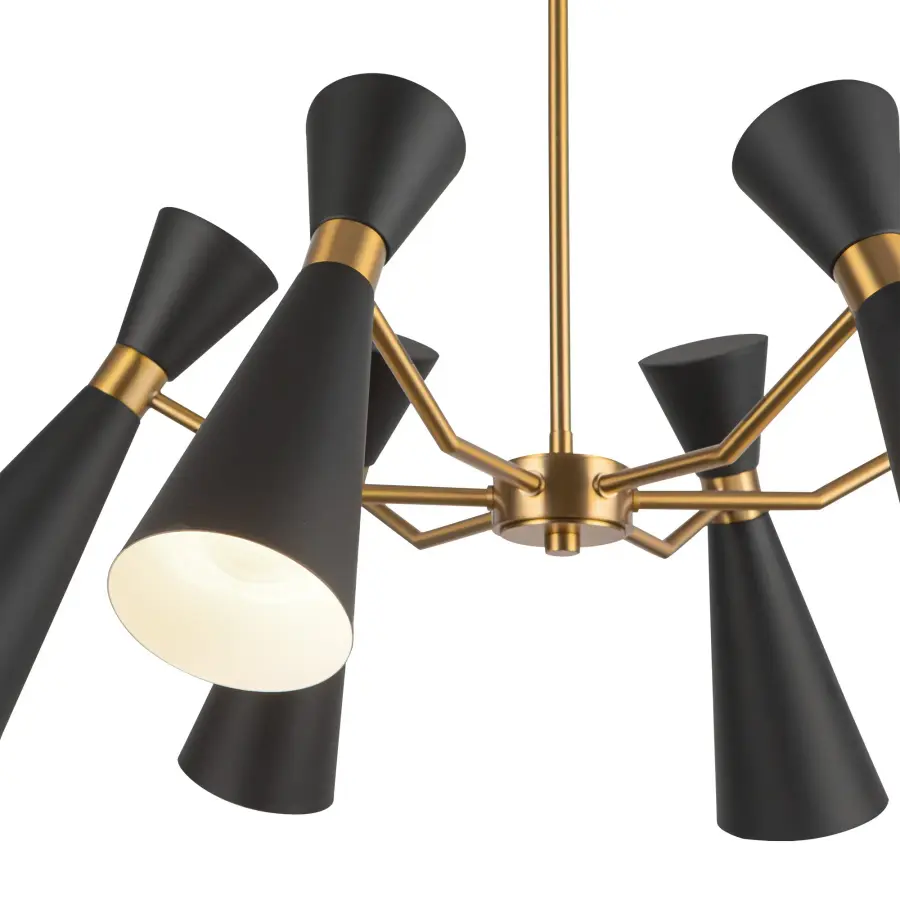 Blake 32-Inch Chandelier in Matte Black with Aged Gold - Image 10