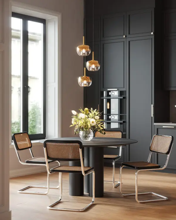 Samar 14-Inch Chandelier in Matte Black with Smoke Glass - Image 3