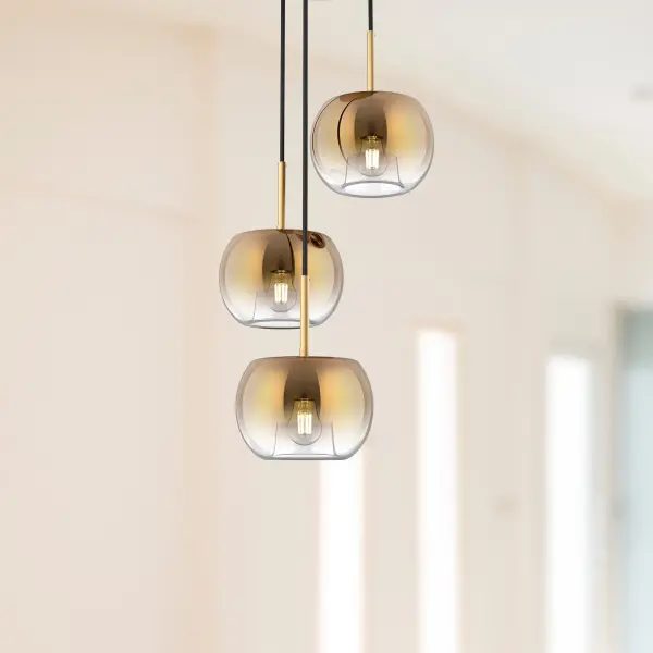 Samar 14-Inch Chandelier in Matte Black with Smoke Glass - Image 7