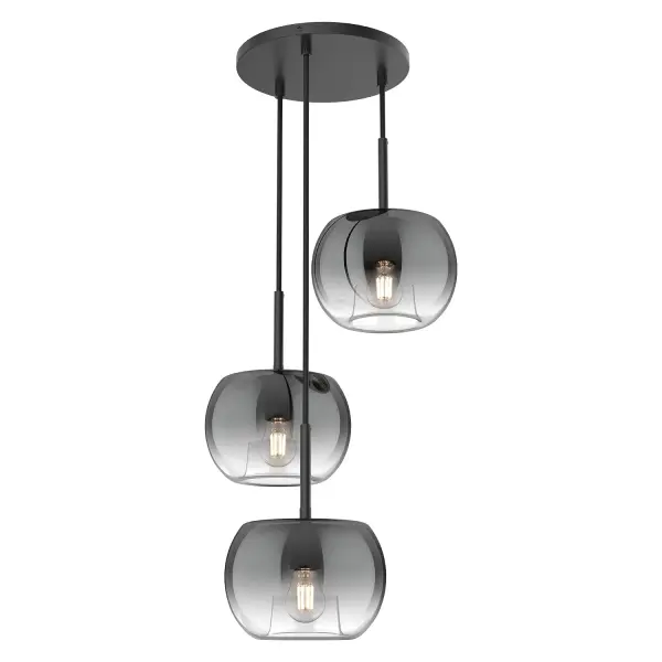 Samar 14-Inch Chandelier in Matte Black with Smoke Glass - Image 8