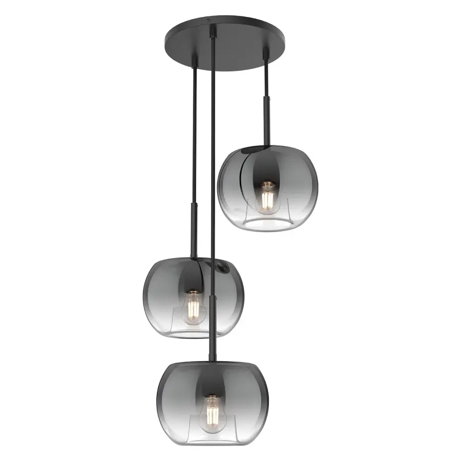Samar 14-Inch Chandelier in Matte Black with Smoke Glass - Image 8