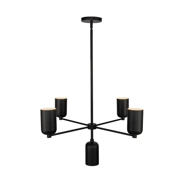 The Nola chandelier combines modern minimalism with functional elegance through its socket-based design and mix of domed metal and opal glass shades. At 31 inches, it provides substantial presence while maintaining clean lines.