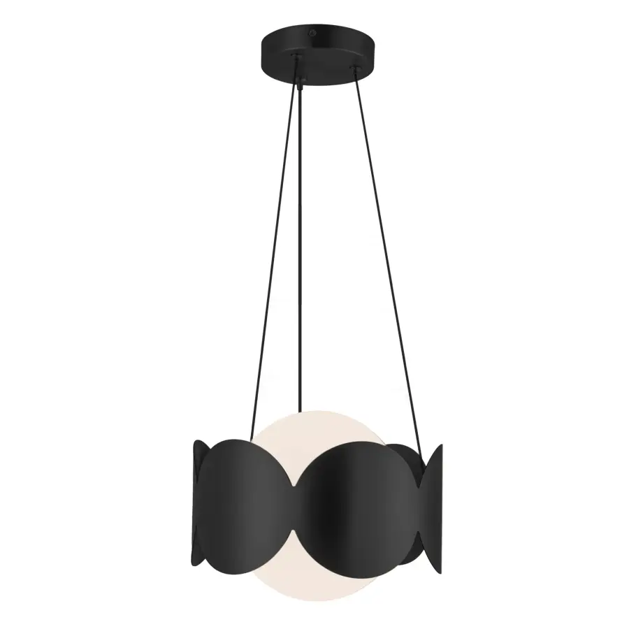 Ciel 10-Inch Chandelier in Matte Black with Opal Glass - Image 1