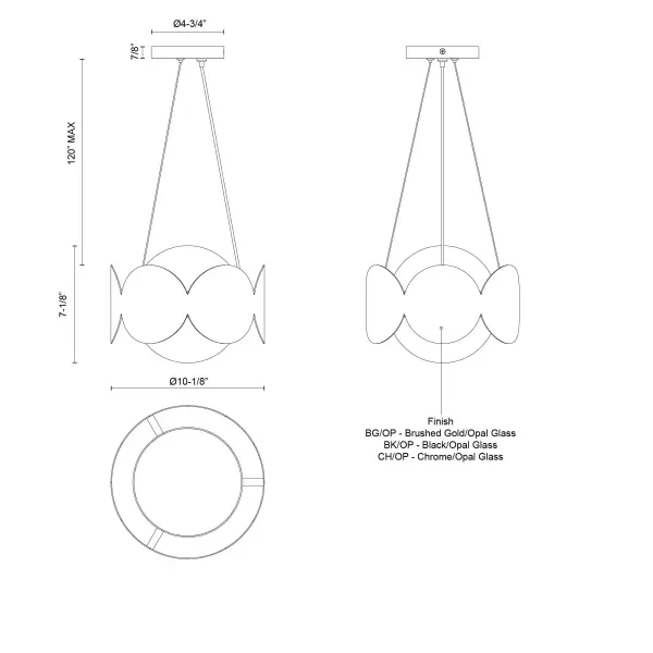 Ciel 10-Inch Chandelier in Matte Black with Opal Glass - Image 18