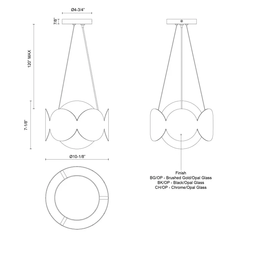 Ciel 10-Inch Chandelier in Matte Black with Opal Glass - Image 18