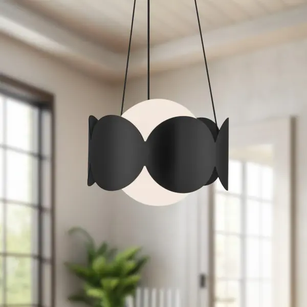 Ciel 10-Inch Chandelier in Matte Black with Opal Glass - Image 5