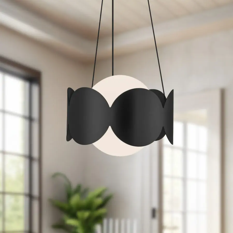 Ciel 10-Inch Chandelier in Matte Black with Opal Glass - Image 5