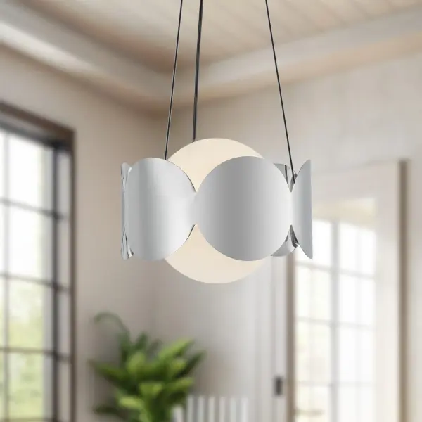 Ciel 10-Inch Chandelier in Matte Black with Opal Glass - Image 6