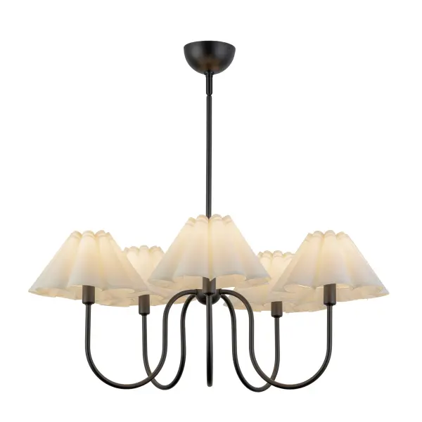 Rosemary 31-Inch Chandelier in Brushed Gold with Folded White Shades - Image 3