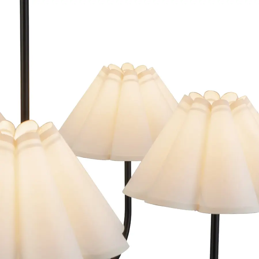 Rosemary 31-Inch Chandelier in Brushed Gold with Folded White Shades - Image 5