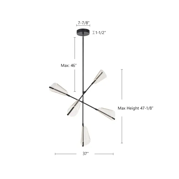 Striking Modern Chandelier with Edge-Lit Acrylic Shades - Image 4