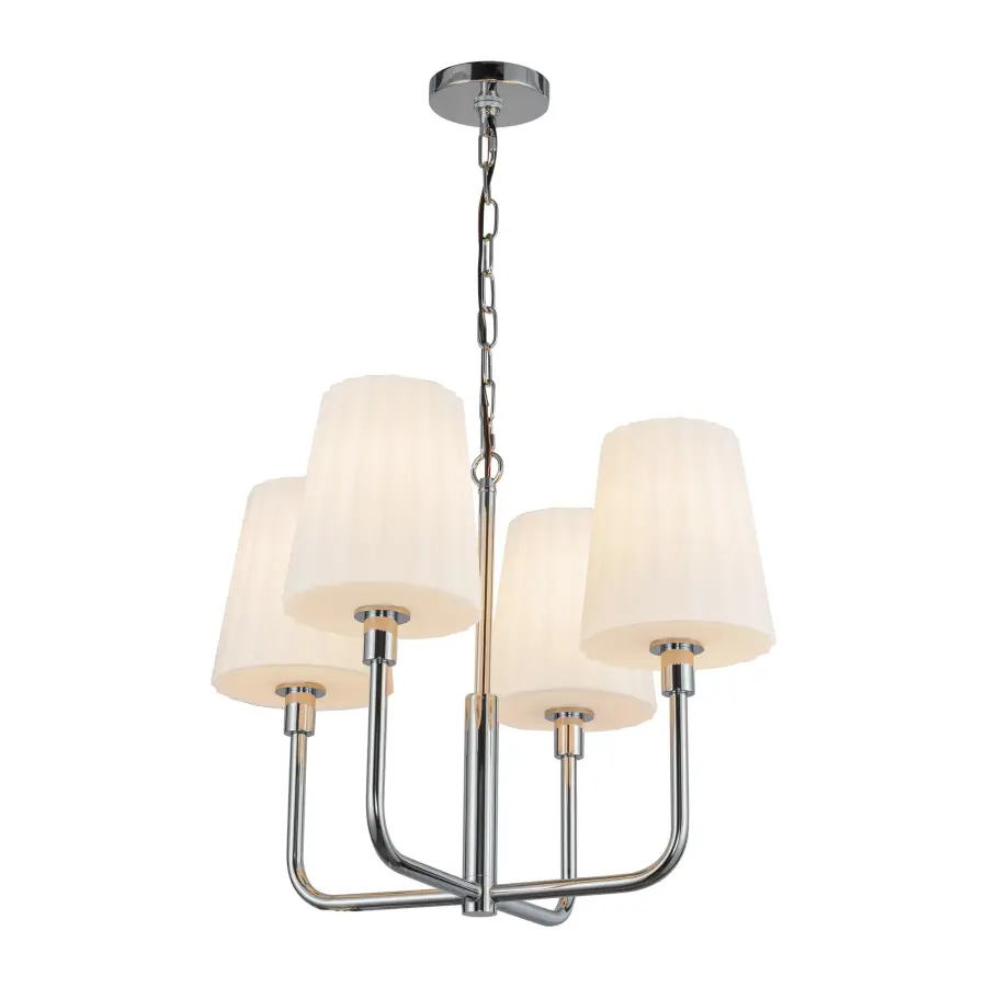 Plisse 23-Inch Chandelier in Matte Black with Opal Glass - Image 2
